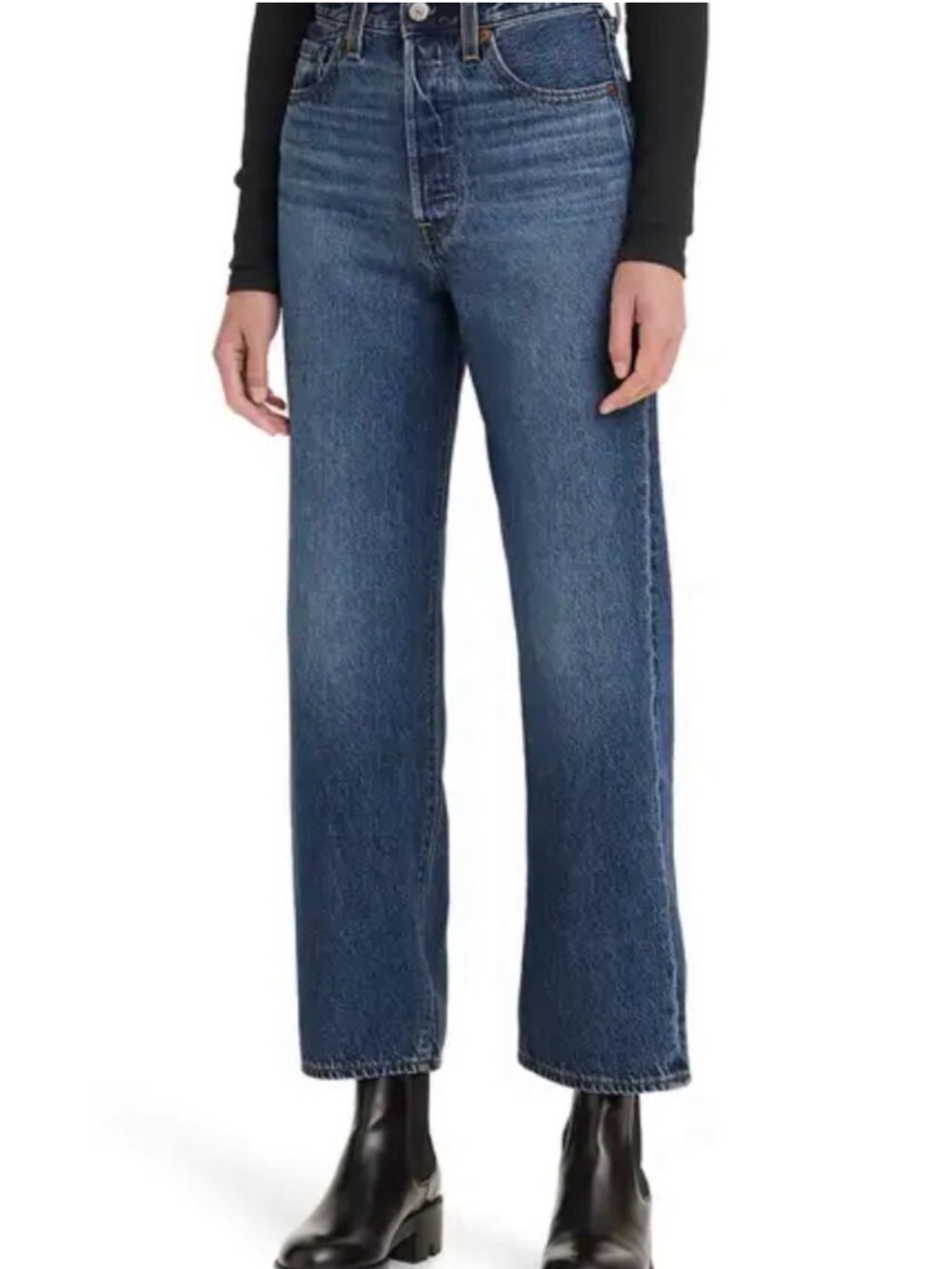 Levi's Ribcage Straight Ankle High Rise Button Fly Denim Jeans Blue 25